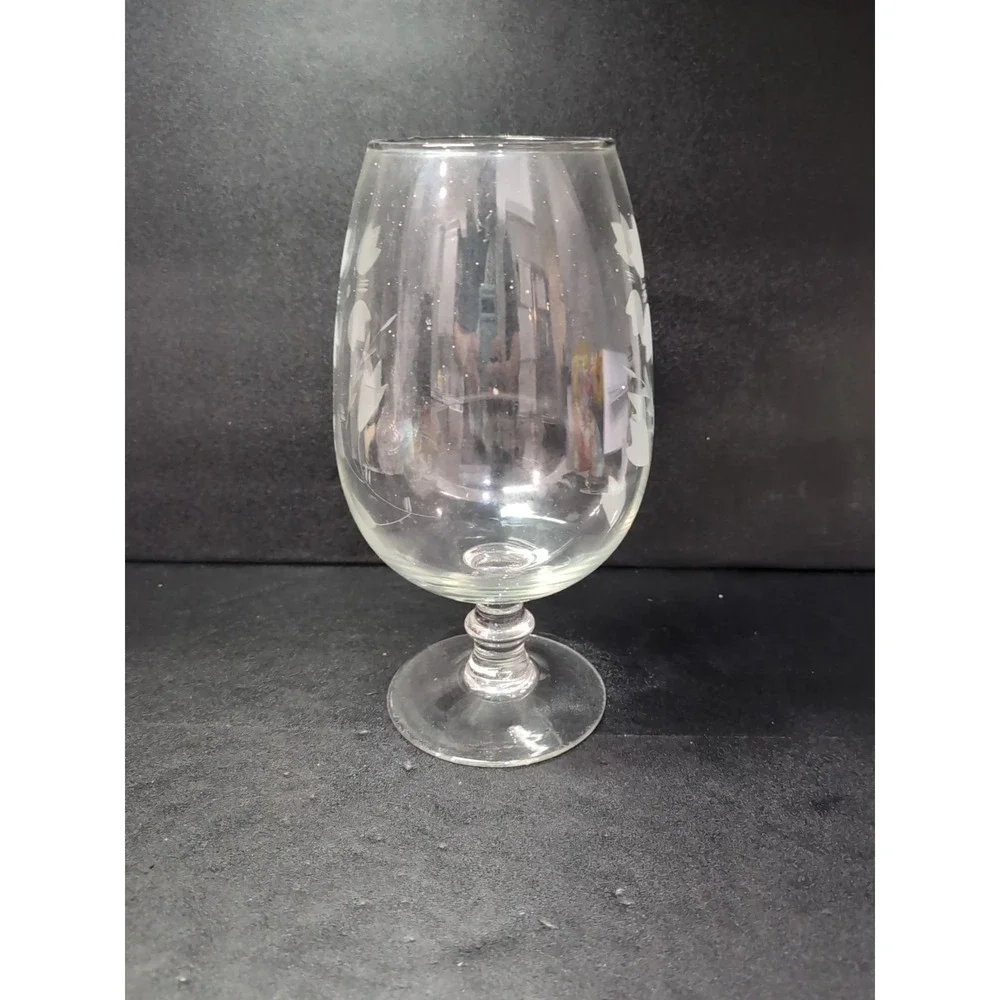 Chintz Flower Etched Clear Glass Vase, 11